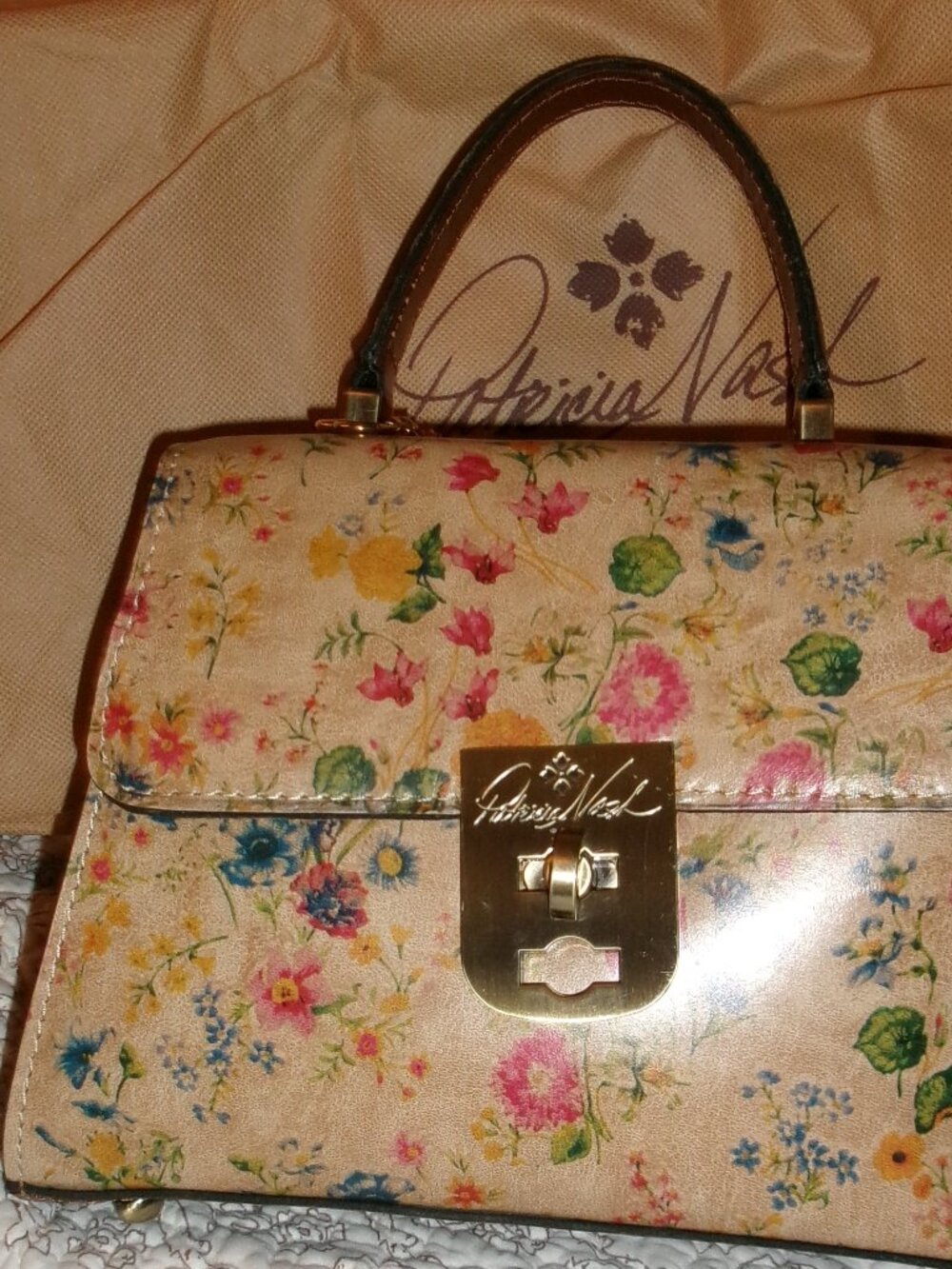 NWT Patricia Nash Prairie Rose Leather Top Handle Satchel with Crossbody Strap